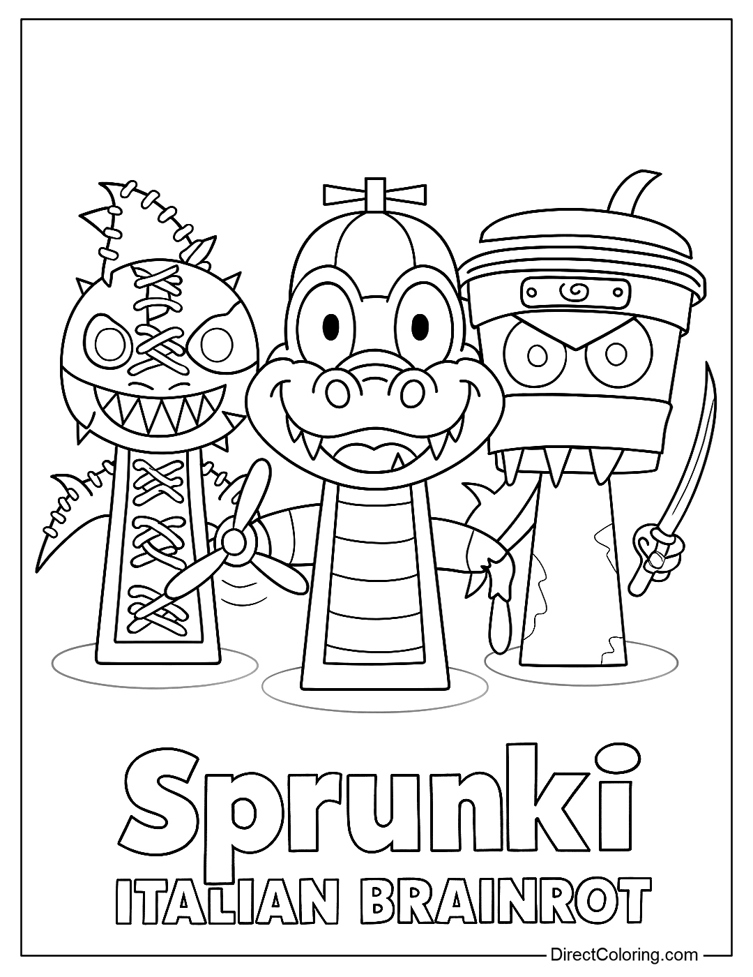 Sprunki Italian Brainrot Coloring To Print